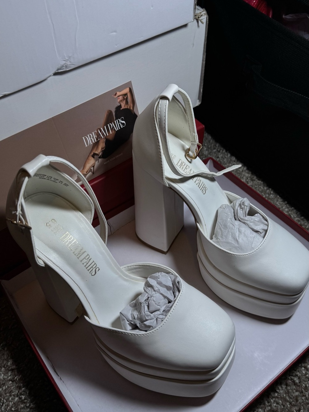 Dream Pairs White Platform Mary Jane Block Heels